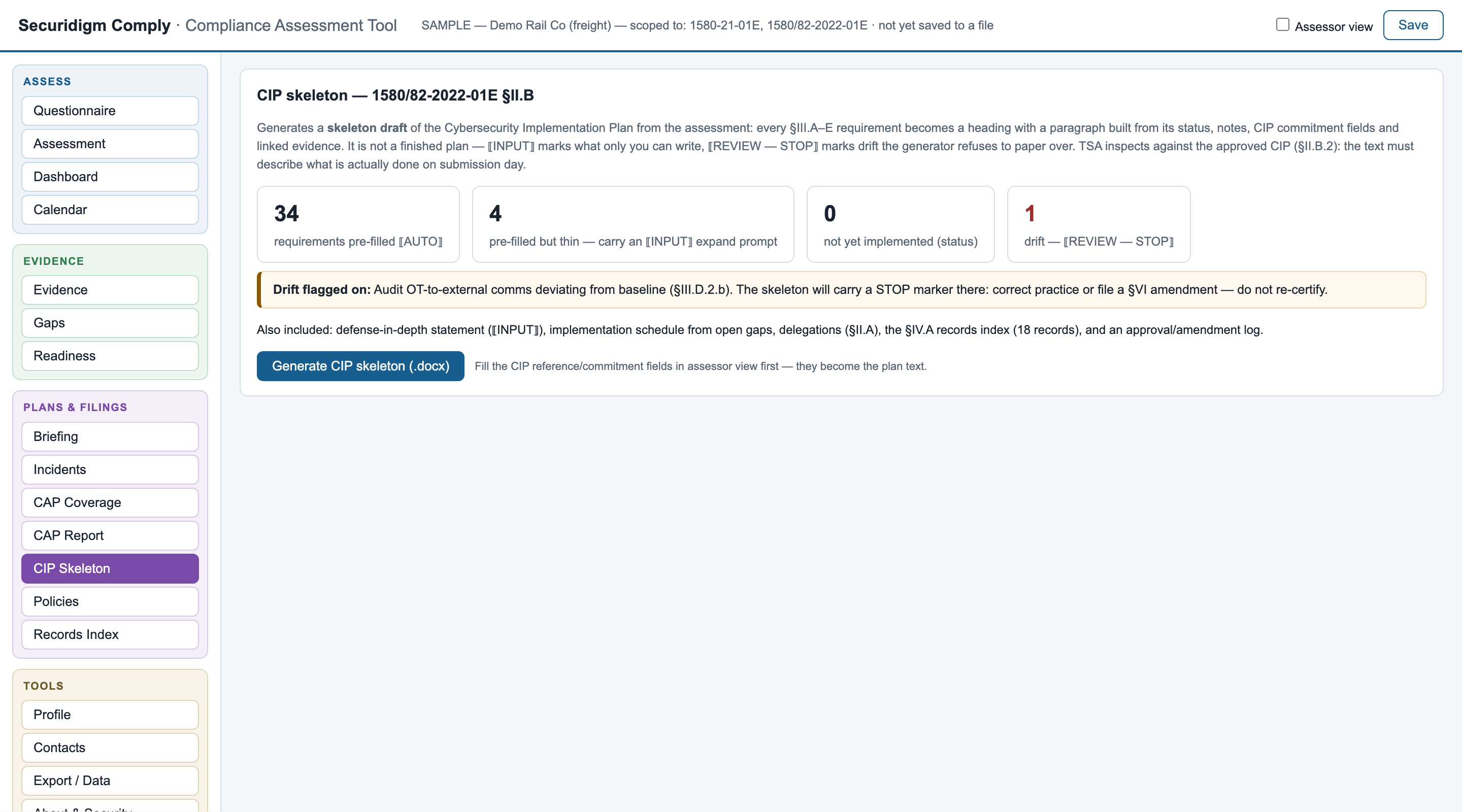 CIP skeleton generator